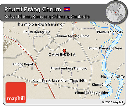 Shaded Relief 3D Map of Phumĭ Prăng Chrum