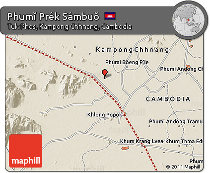 Shaded Relief 3D Map of Phumĭ Prêk Sâmbuŏ