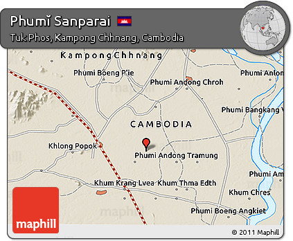 Shaded Relief 3D Map of Phumĭ Sanparai