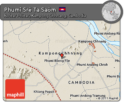 Shaded Relief 3D Map of Phumĭ Srê Ta Saôm