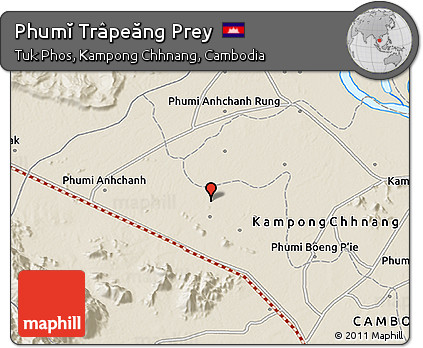 Shaded Relief 3D Map of Phumĭ Trâpeăng Prey