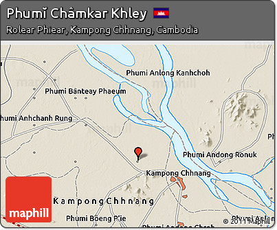 Shaded Relief 3D Map of Phumĭ Châmkar Khley