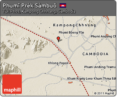 Shaded Relief 3D Map of Phumĭ Prêk Sâmbuŏ