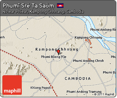 Shaded Relief 3D Map of Phumĭ Srê Ta Saôm