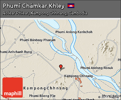 Shaded Relief 3D Map of Phumĭ Châmkar Khley