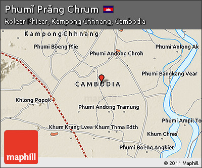Shaded Relief 3D Map of Phumĭ Prăng Chrum