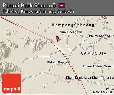 Shaded Relief 3D Map of Phumĭ Prêk Sâmbuŏ