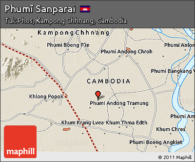 Shaded Relief 3D Map of Phumĭ Sanparai