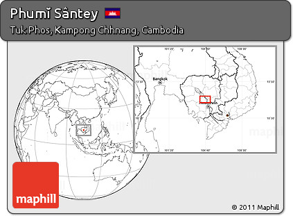 Blank Location Map of Phumĭ Sântey
