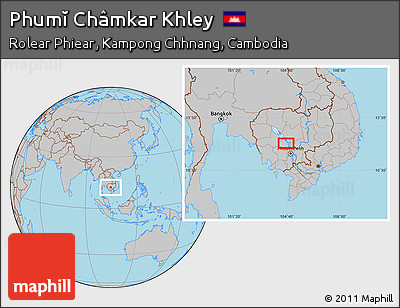 Gray Location Map of Phumĭ Châmkar Khley