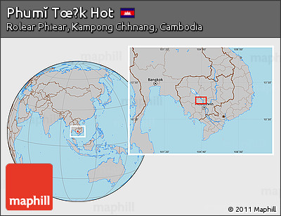 Gray Location Map of Phumĭ Tœ̆k Hot
