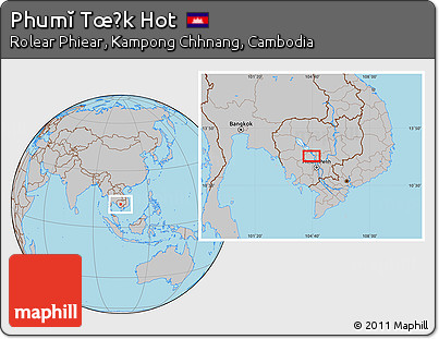 Gray Location Map of Phumĭ Tœ̆k Hot