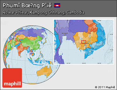 Political Location Map of Phumĭ Bœ̆ng P'iĕ