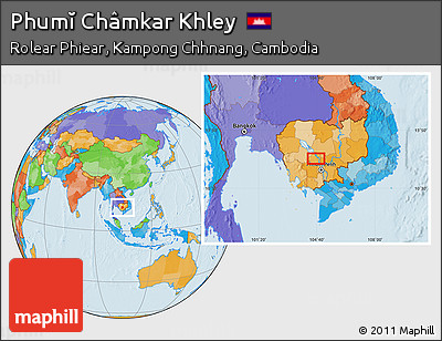 Political Location Map of Phumĭ Châmkar Khley