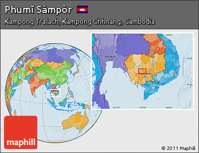 Political Location Map of Phumĭ Sâmpôr