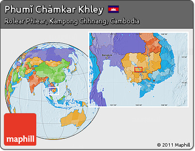 Political Location Map of Phumĭ Châmkar Khley
