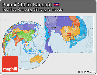 Political Location Map of Phumĭ Chhâk Kândaôl