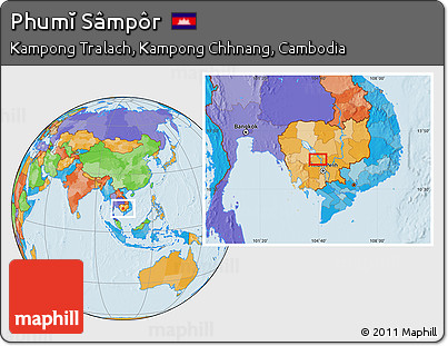 Political Location Map of Phumĭ Sâmpôr