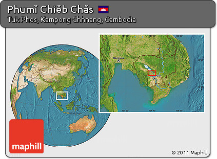 Satellite Location Map of Phumĭ Chiĕb Chăs