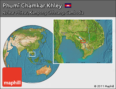 Satellite Location Map of Phumĭ Châmkar Khley