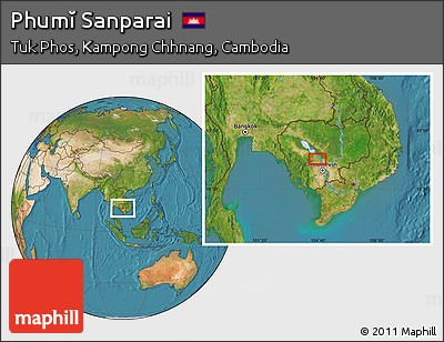 Satellite Location Map of Phumĭ Sanparai