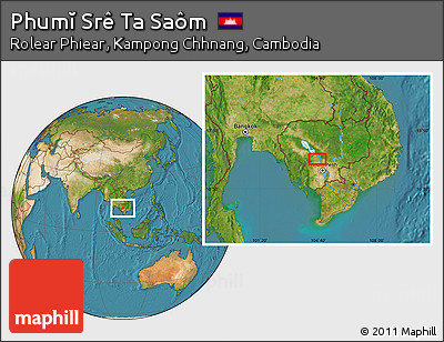 Satellite Location Map of Phumĭ Srê Ta Saôm