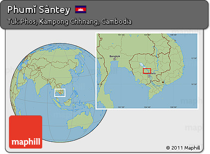Savanna Style Location Map of Phumĭ Sântey