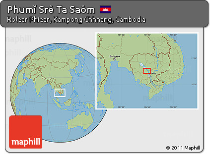 Savanna Style Location Map of Phumĭ Srê Ta Saôm