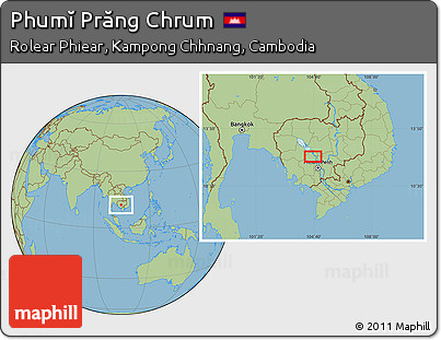 Savanna Style Location Map of Phumĭ Prăng Chrum