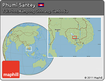 Savanna Style Location Map of Phumĭ Sântey