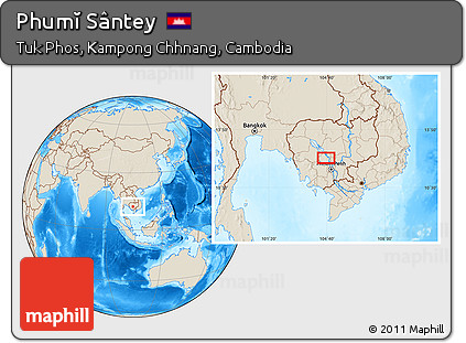 Shaded Relief Location Map of Phumĭ Sântey