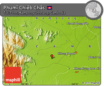 Physical Map of Phumĭ Chiĕb Chăs