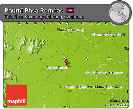 Physical Map of Phumĭ Phsa Rôméas