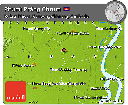 Physical Map of Phumĭ Prăng Chrum