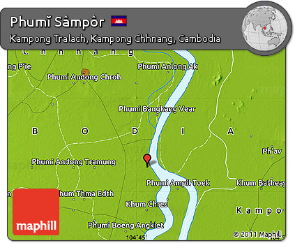 Physical Map of Phumĭ Sâmpôr