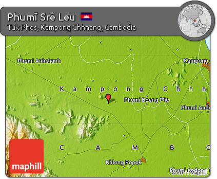 Physical Map of Phumĭ Srê Leu