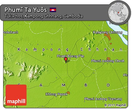 Physical Map of Phumĭ Ta Yuŏs