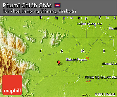 Physical Map of Phumĭ Chiĕb Chăs