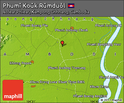 Physical Map of Phumĭ Koŭk Rŭmduŏl