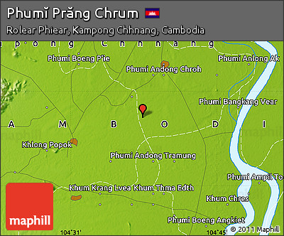 Physical Map of Phumĭ Prăng Chrum