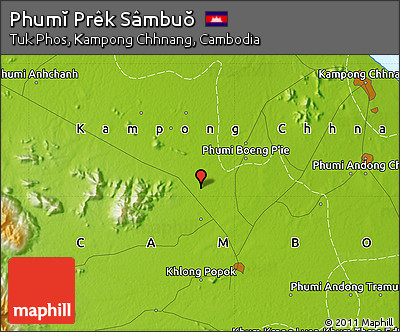 Physical Map of Phumĭ Prêk Sâmbuŏ