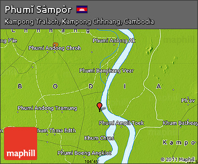 Physical Map of Phumĭ Sâmpôr