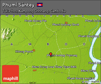 Physical Map of Phumĭ Sântey