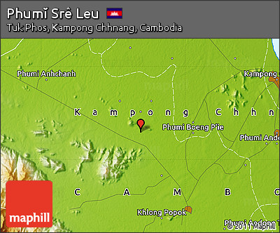 Physical Map of Phumĭ Srê Leu