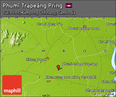 Physical Map of Phumĭ Trâpeăng Pring