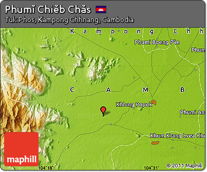 Physical Map of Phumĭ Chiĕb Chăs