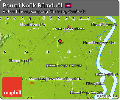 Physical Map of Phumĭ Koŭk Rŭmduŏl