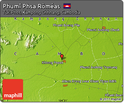 Physical Map of Phumĭ Phsa Rôméas