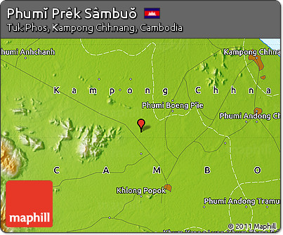 Physical Map of Phumĭ Prêk Sâmbuŏ