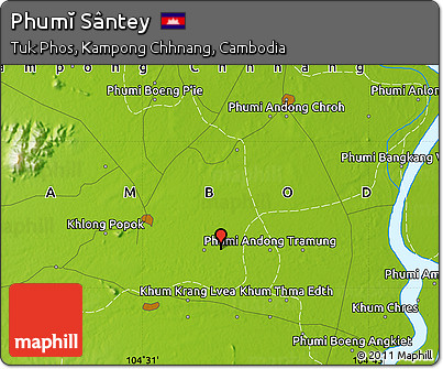 Physical Map of Phumĭ Sântey